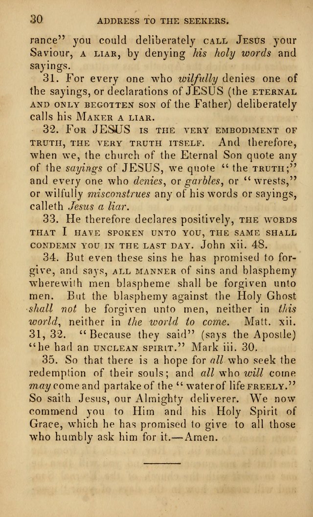 The Faith and Doctrines of the Church of the Eternal Son: intended as a church book for the church of the Eternal Sons generally... to which is added a number of select hymns adapted to the worship... page 30