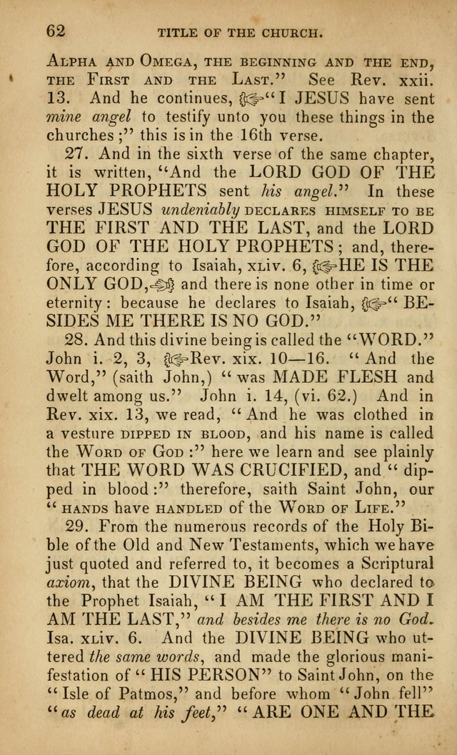 The Faith and Doctrines of the Church of the Eternal Son: intended as a church book for the church of the Eternal Sons generally... to which is added a number of select hymns adapted to the worship... page 62