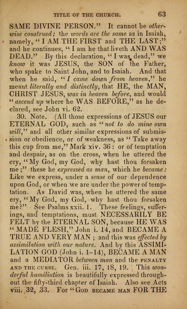 The Faith and Doctrines of the Church of the Eternal Son: intended as a church book for the church of the Eternal Sons generally... to which is added a number of select hymns adapted to the worship... page 63