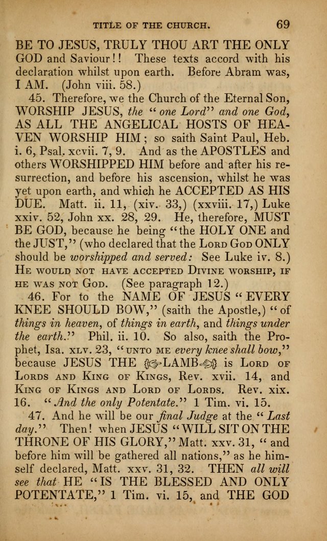 The Faith and Doctrines of the Church of the Eternal Son: intended as a church book for the church of the Eternal Sons generally... to which is added a number of select hymns adapted to the worship... page 69