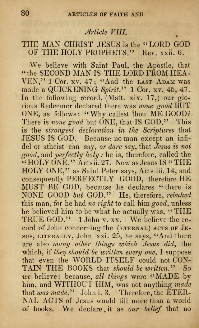 The Faith and Doctrines of the Church of the Eternal Son: intended as a church book for the church of the Eternal Sons generally... to which is added a number of select hymns adapted to the worship... page 80