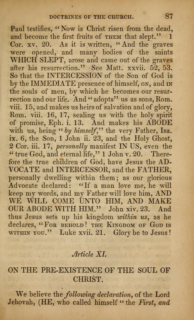 The Faith and Doctrines of the Church of the Eternal Son: intended as a church book for the church of the Eternal Sons generally... to which is added a number of select hymns adapted to the worship... page 87
