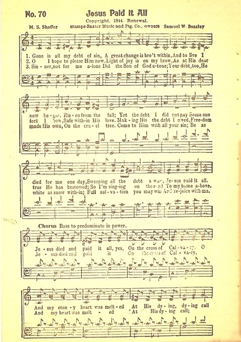 Favorite Songs and Hymns: a complete church hymnal page 71