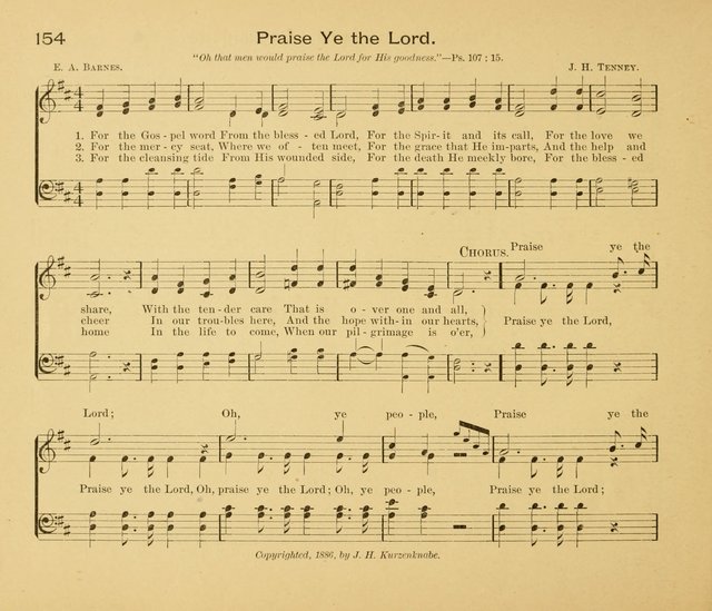 Gates Ajar: a collection of hymns and tunes for use in Sunday schools, praise and prayer meetings page 154