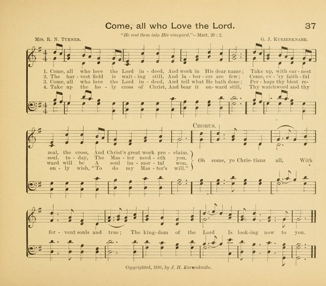 Gates Ajar: a collection of hymns and tunes for use in Sunday schools, praise and prayer meetings page 37