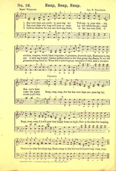 The Gospel Call: a book of revival songs page 19