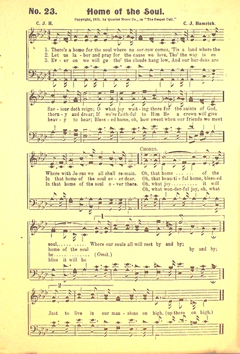 The Gospel Call: a book of revival songs page 23