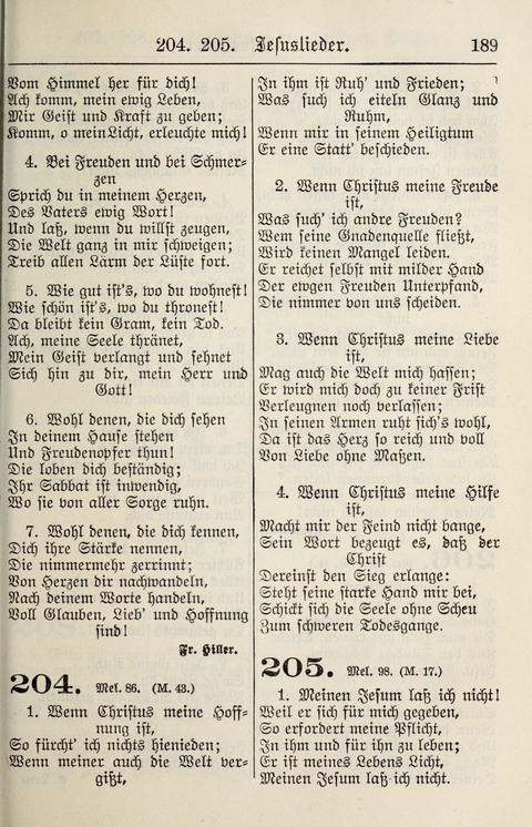 Gesangbuch für deutsche Gemeinden: enthaltend Psalmen und geistliche Lieder für öffentlichen und häuslichen Gottesdienst page 189