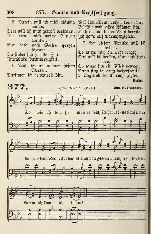 Gesangbuch für deutsche Gemeinden: enthaltend Psalmen und geistliche Lieder für öffentlichen und häuslichen Gottesdienst page 308