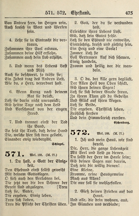 Gesangbuch für deutsche Gemeinden: enthaltend Psalmen und geistliche Lieder für öffentlichen und häuslichen Gottesdienst page 475