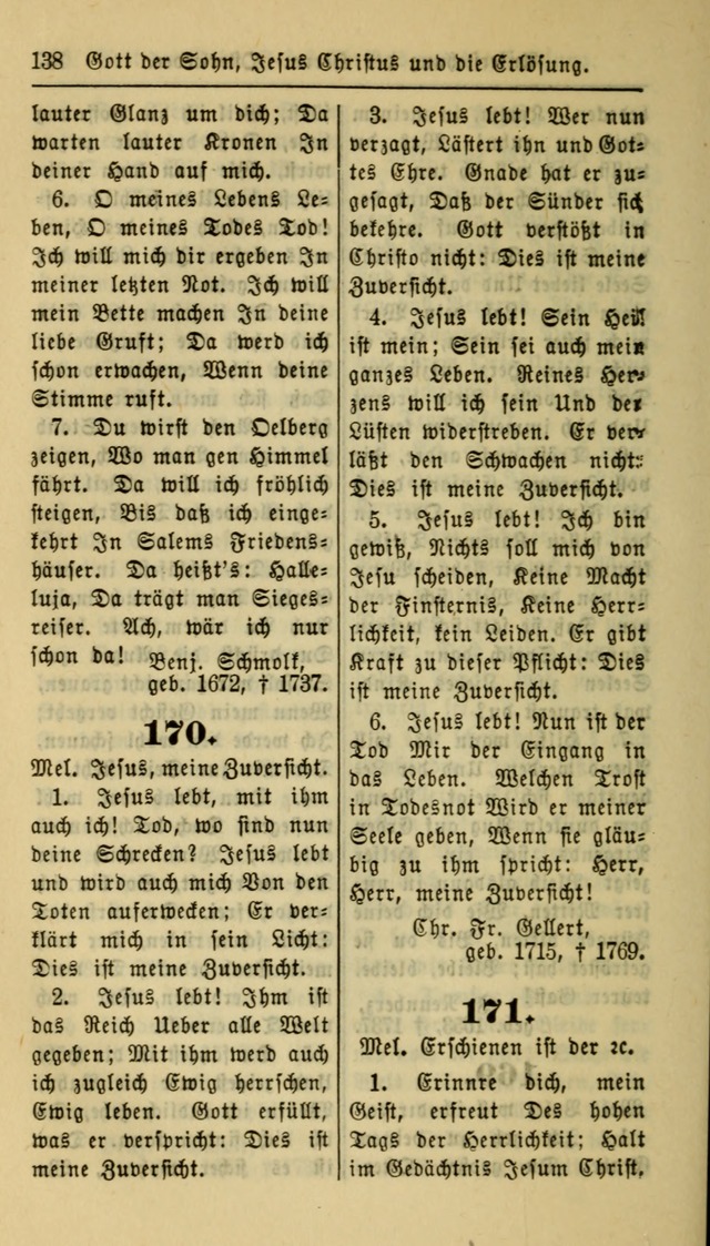 Gesangbuch der Evangelischen Kirche: herausgegeben von der Deutschen Evangelischen Synode von Nord-Amerika page 138