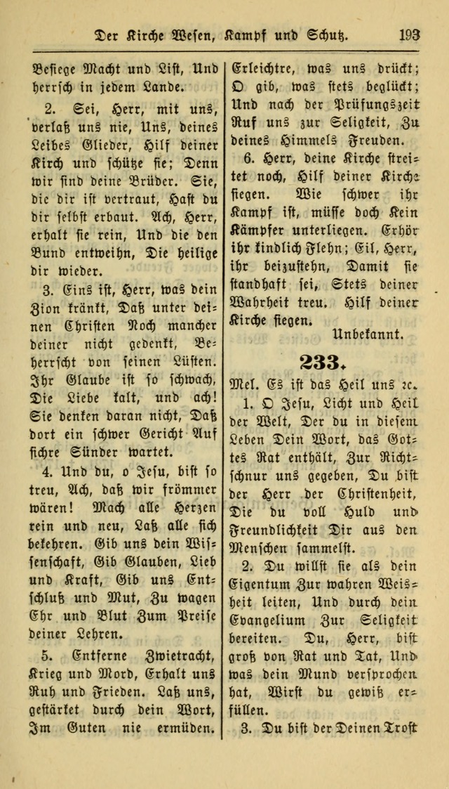 Gesangbuch der Evangelischen Kirche: herausgegeben von der Deutschen Evangelischen Synode von Nord-Amerika page 193