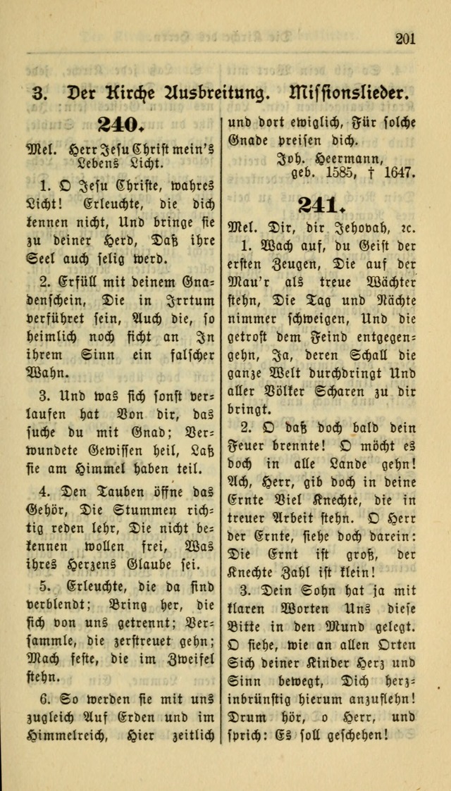 Gesangbuch der Evangelischen Kirche: herausgegeben von der Deutschen Evangelischen Synode von Nord-Amerika page 201