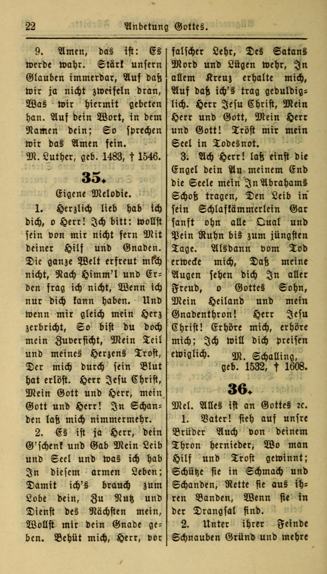 Gesangbuch der Evangelischen Kirche: herausgegeben von der Deutschen Evangelischen Synode von Nord-Amerika page 22
