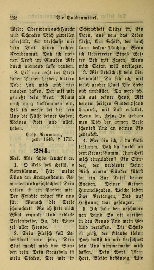 Gesangbuch der Evangelischen Kirche: herausgegeben von der Deutschen Evangelischen Synode von Nord-Amerika page 232