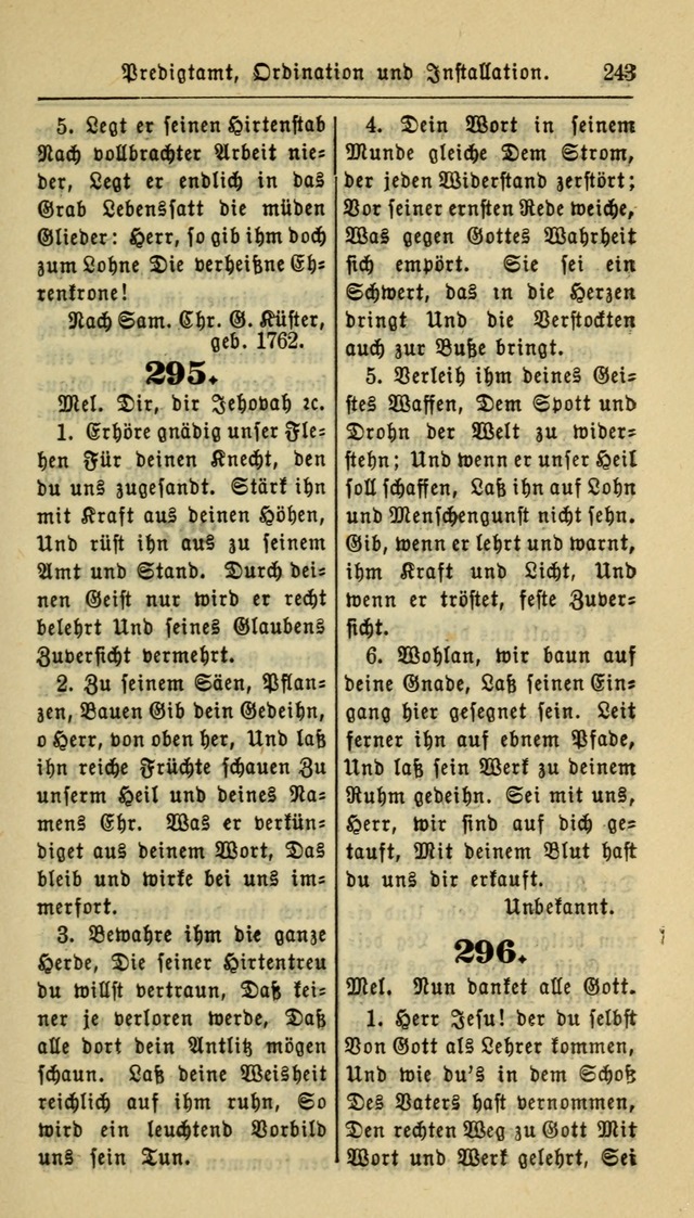 Gesangbuch der Evangelischen Kirche: herausgegeben von der Deutschen Evangelischen Synode von Nord-Amerika page 243