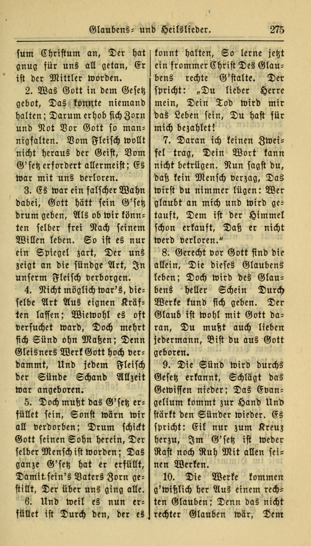 Gesangbuch der Evangelischen Kirche: herausgegeben von der Deutschen Evangelischen Synode von Nord-Amerika page 275