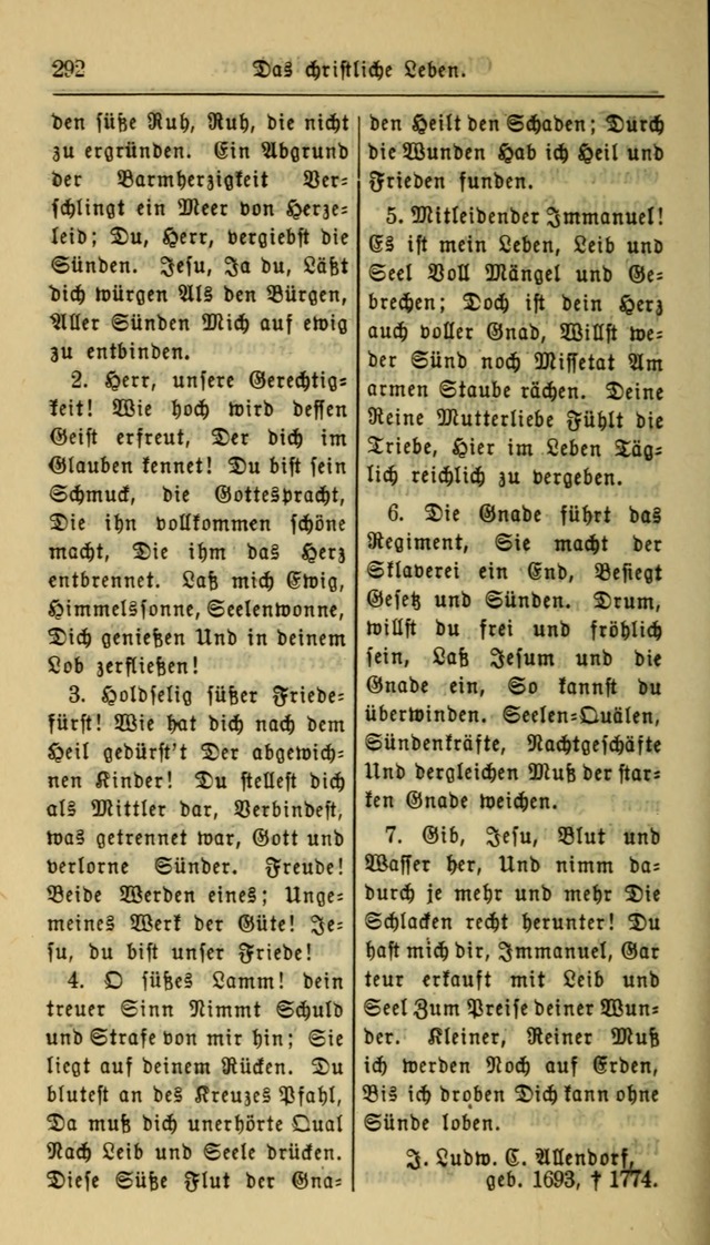 Gesangbuch der Evangelischen Kirche: herausgegeben von der Deutschen Evangelischen Synode von Nord-Amerika page 292