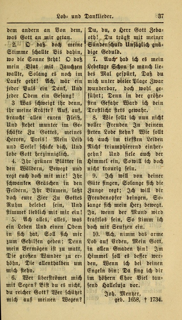 Gesangbuch der Evangelischen Kirche: herausgegeben von der Deutschen Evangelischen Synode von Nord-Amerika page 37