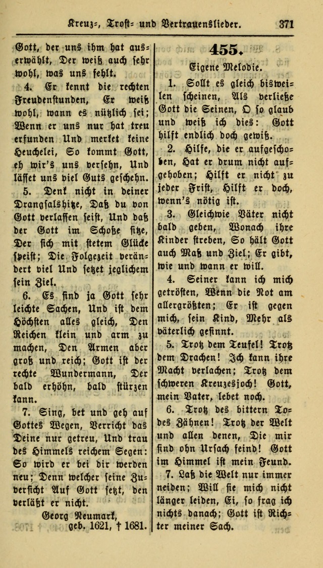 Gesangbuch der Evangelischen Kirche: herausgegeben von der Deutschen Evangelischen Synode von Nord-Amerika page 371