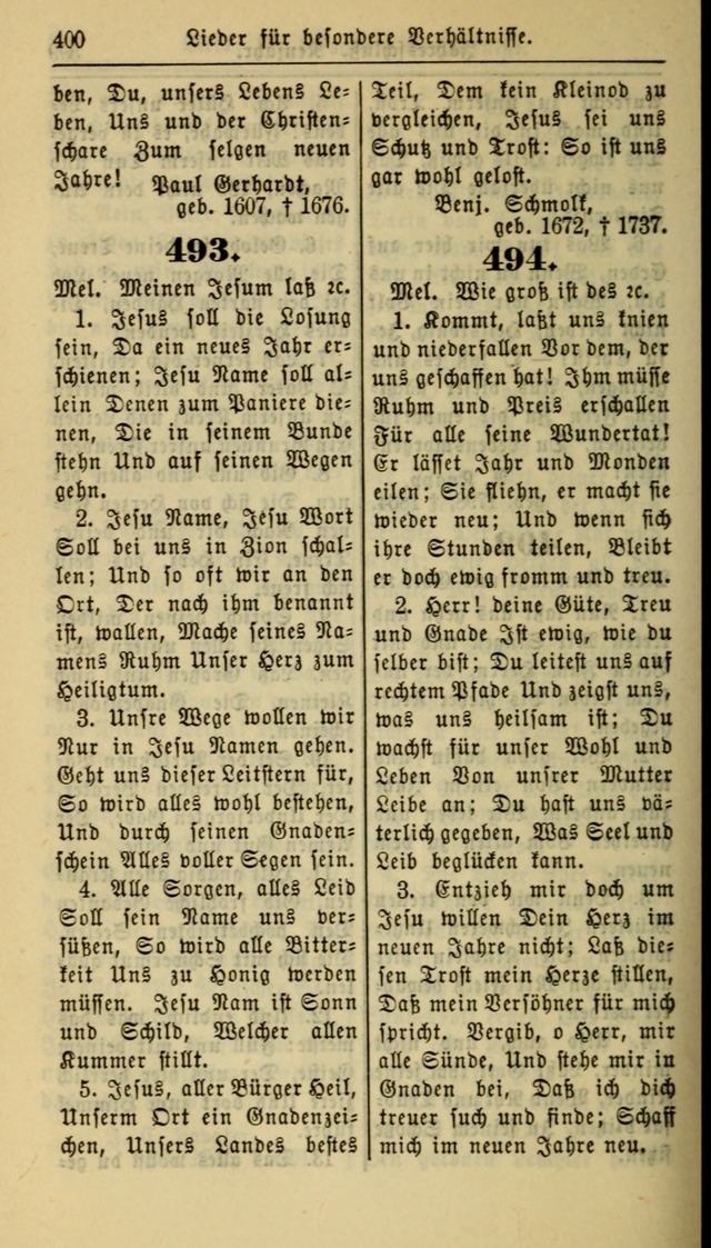 Gesangbuch der Evangelischen Kirche: herausgegeben von der Deutschen Evangelischen Synode von Nord-Amerika page 400