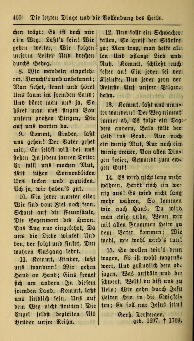 Gesangbuch der Evangelischen Kirche: herausgegeben von der Deutschen Evangelischen Synode von Nord-Amerika page 460