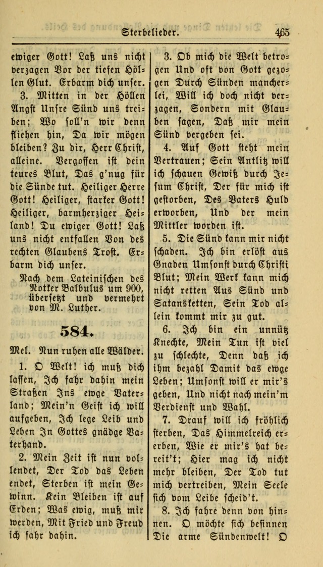 Gesangbuch der Evangelischen Kirche: herausgegeben von der Deutschen Evangelischen Synode von Nord-Amerika page 465