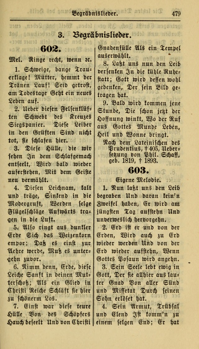 Gesangbuch der Evangelischen Kirche: herausgegeben von der Deutschen Evangelischen Synode von Nord-Amerika page 479