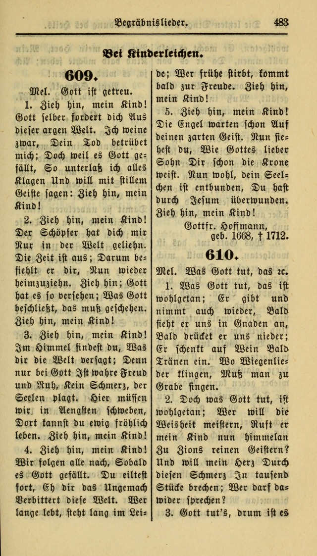 Gesangbuch der Evangelischen Kirche: herausgegeben von der Deutschen Evangelischen Synode von Nord-Amerika page 483