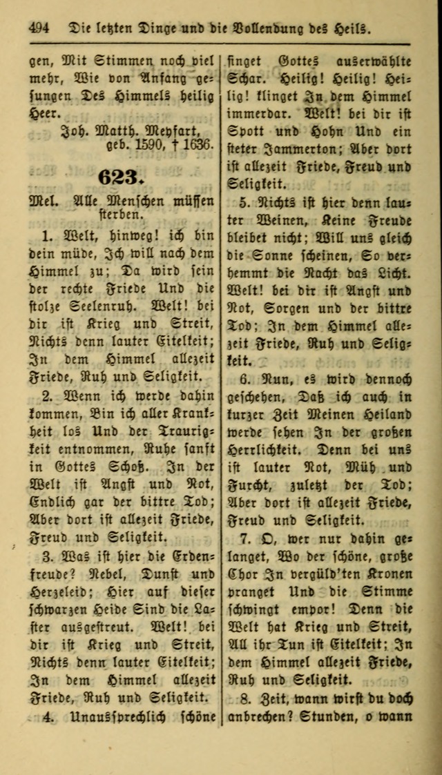 Gesangbuch der Evangelischen Kirche: herausgegeben von der Deutschen Evangelischen Synode von Nord-Amerika page 494