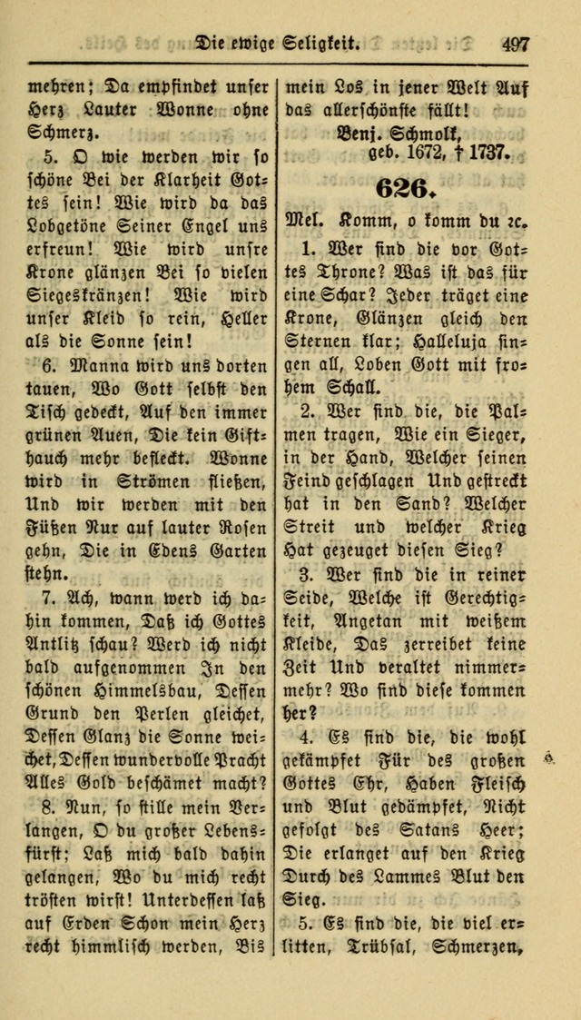 Gesangbuch der Evangelischen Kirche: herausgegeben von der Deutschen Evangelischen Synode von Nord-Amerika page 497