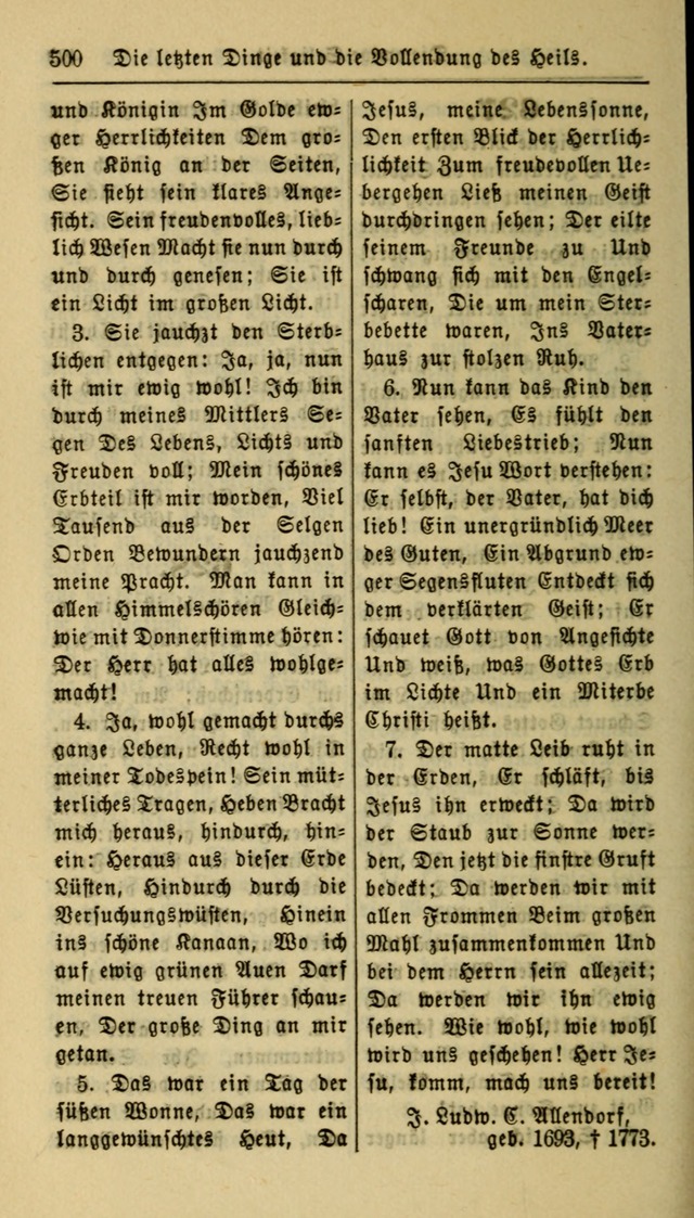 Gesangbuch der Evangelischen Kirche: herausgegeben von der Deutschen Evangelischen Synode von Nord-Amerika page 500