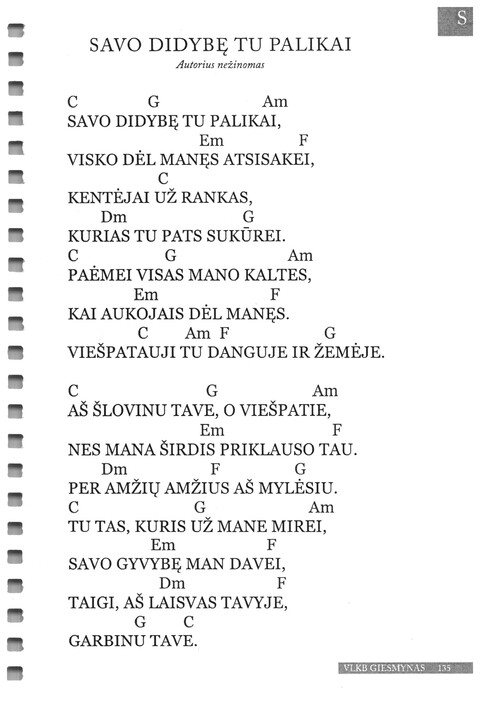 Giesmynas: Vilniaus Laisvųjų Krikščionių Bažnyčios page 135