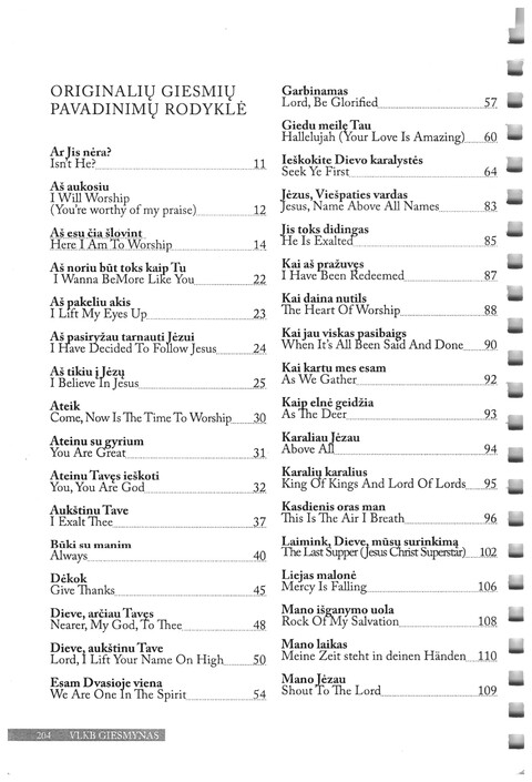 Giesmynas: Vilniaus Laisvųjų Krikščionių Bažnyčios page 204