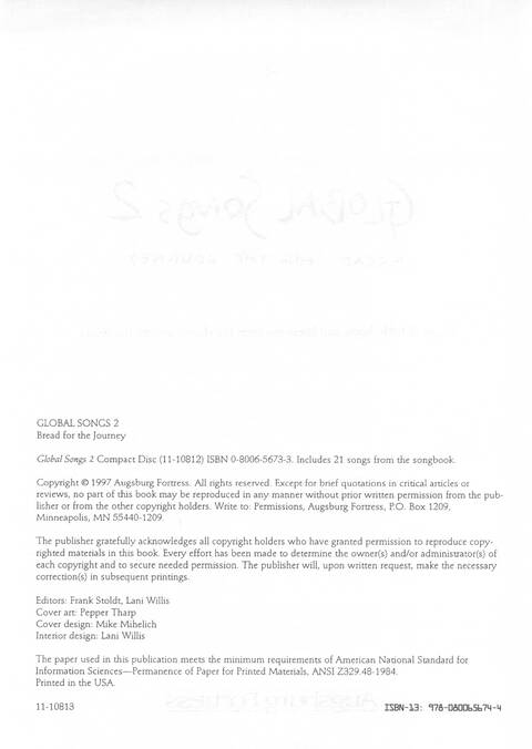 Global Songs 2: songs of faith, hope, and liberation from the church aroundd the world page 2