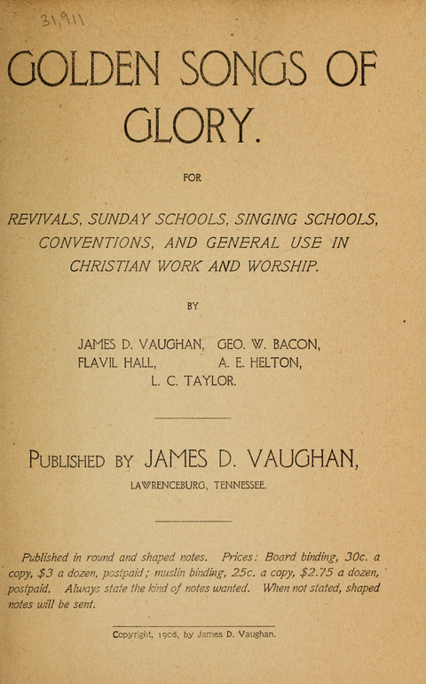 Golden Songs of Glory page iv