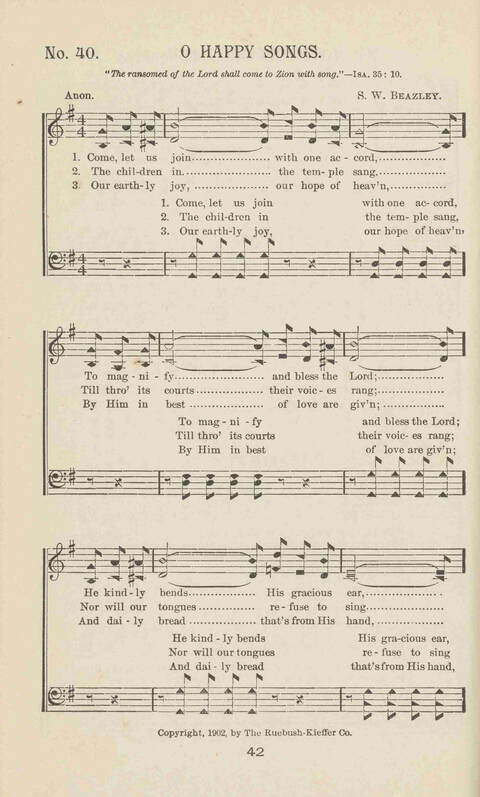 Gleanings of Praise: A superior and varied collection of Goispel Songs and Hymns for Sunday Schools, Church Services, Prayer Meetings, Revival Meetings, Young People