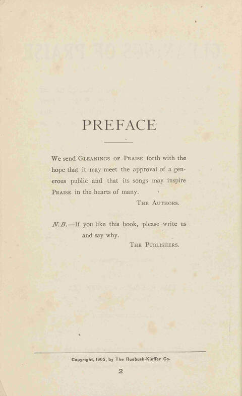 Gleanings of Praise: A superior and varied collection of Goispel Songs and Hymns for Sunday Schools, Church Services, Prayer Meetings, Revival Meetings, Young People