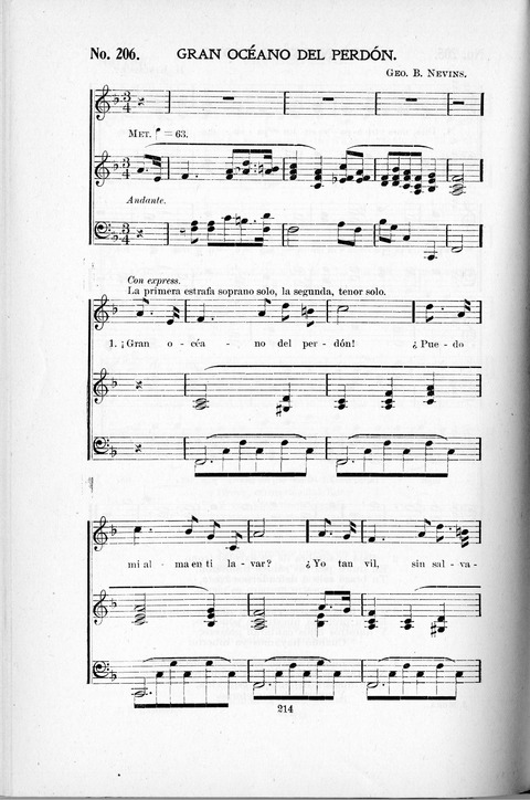 Himnario Cristiano para uso de las Iglesias Evangélicas page 214