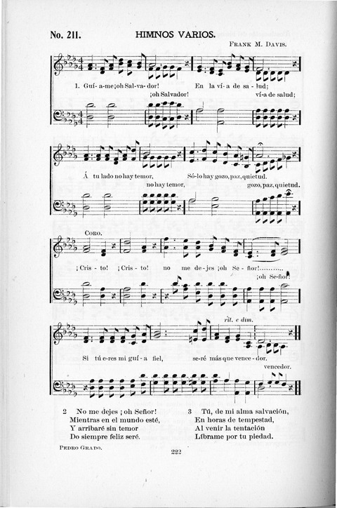 Himnario Cristiano para uso de las Iglesias Evangélicas page 222