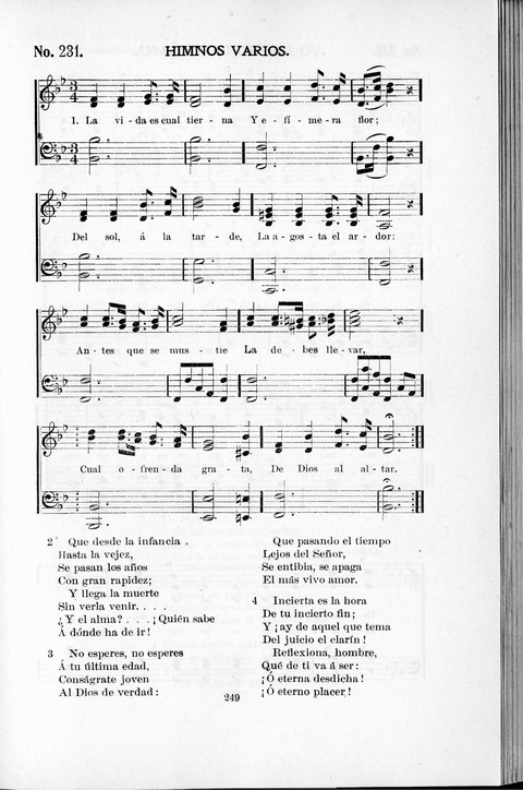 Himnario Cristiano para uso de las Iglesias Evangélicas page 249
