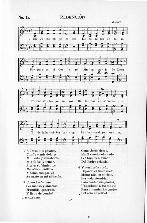 Himnario Cristiano para uso de las Iglesias Evangélicas page 45