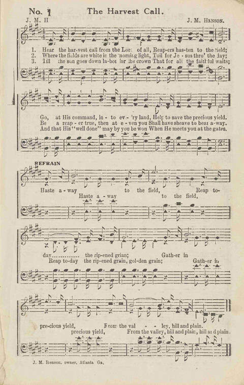 Harvest Carols: for the church, Sunday school, singing convention, singing school and all religious work and worship page 1