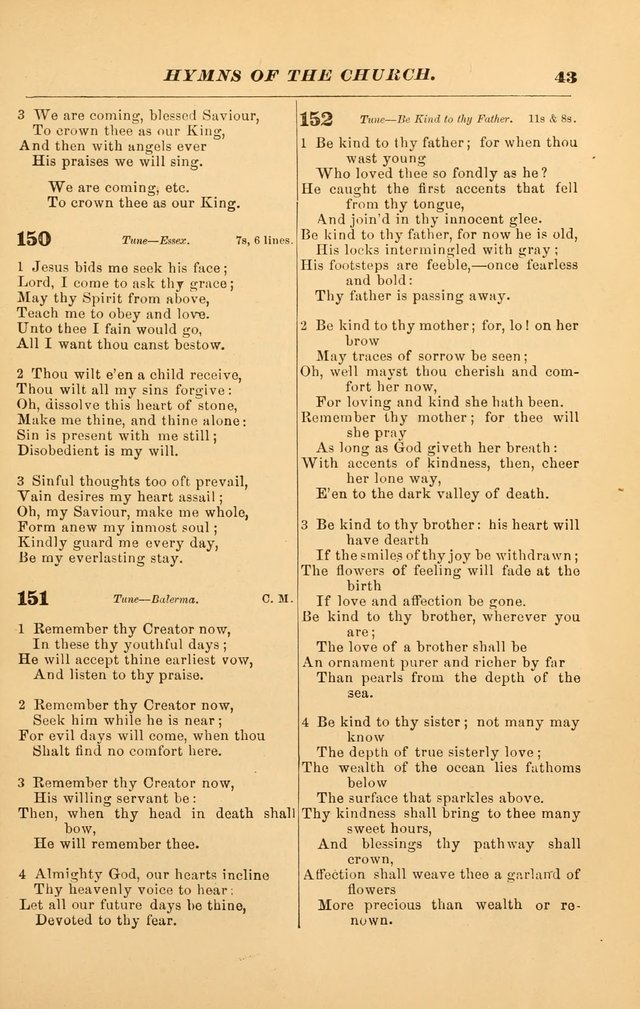Hymns of the Church, Ancient and Modern: for the use of all who love to sing the praises of God in Christ, in the family, the school, or the church; with a discourse on music as a divine ordinance... page 43
