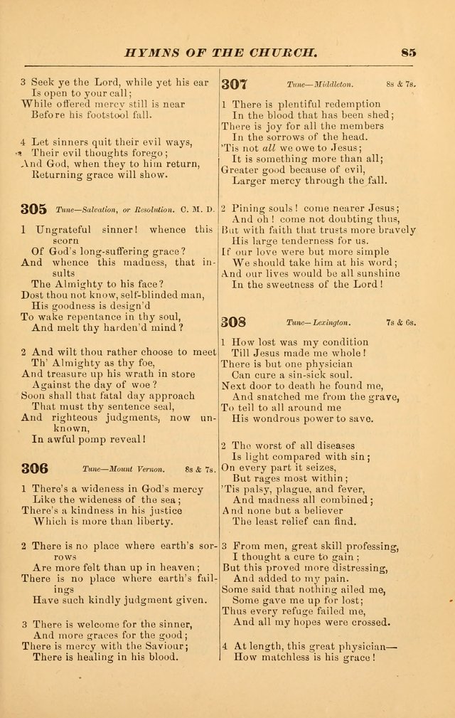 Hymns of the Church, Ancient and Modern: for the use of all who love to sing the praises of God in Christ, in the family, the school, or the church; with a discourse on music as a divine ordinance... page 85