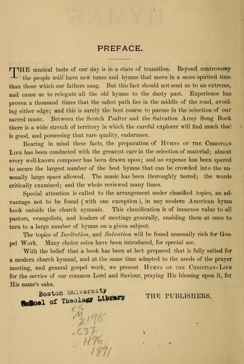 Hymns of the Christian Life: for the sanctuary, Sunday schools, prayer meetings, mission work and revival services page 2