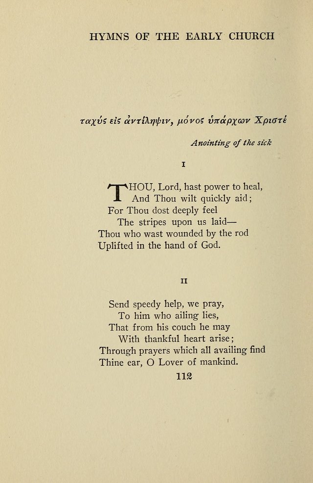 Hymns of the Early Church: translated from Greek and Latin sources; together with translations from a later period; centos and suggestions from the Greek; and several original pieces page 112