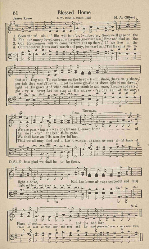 Home Gospel Songs: A Collectioni of Gospel Songs for Church, Sunday School, Evangelistic Meetings and All Relgious Gatherings page 61