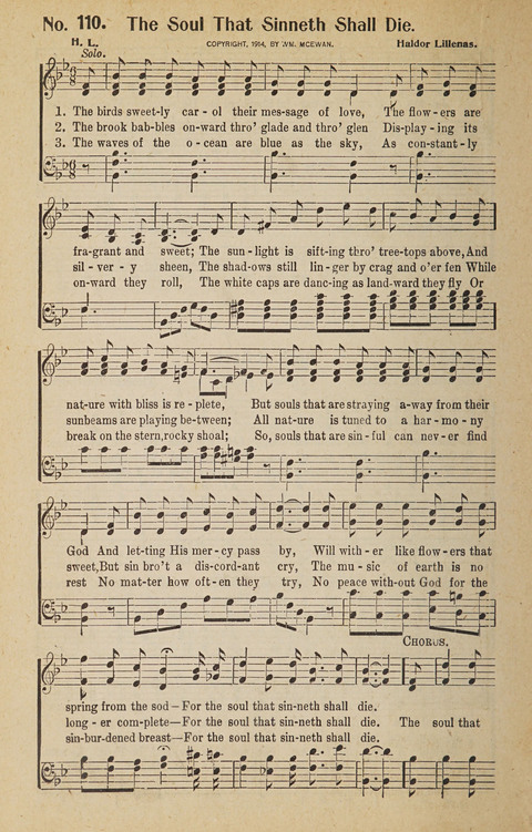 Hosanna in the Highest: a choice selection of beautiful gospel songs for the Sunday school, church, the home, and evangelistic services page 110