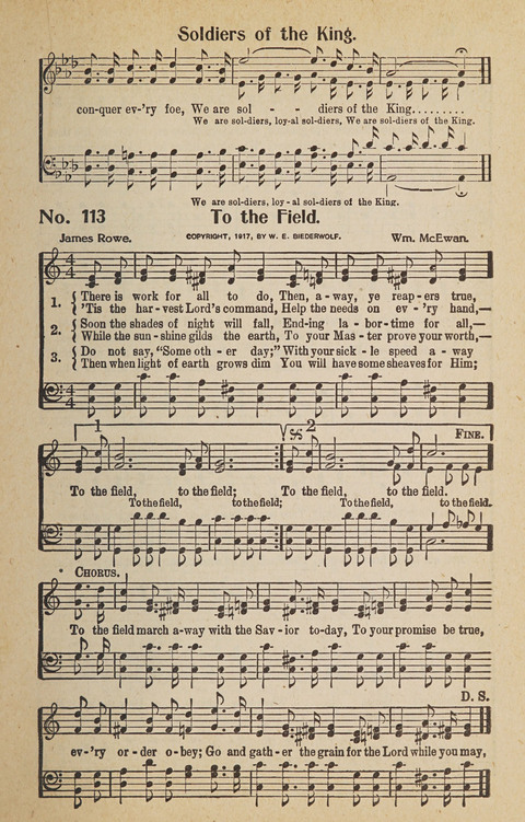 Hosanna in the Highest: a choice selection of beautiful gospel songs for the Sunday school, church, the home, and evangelistic services page 113